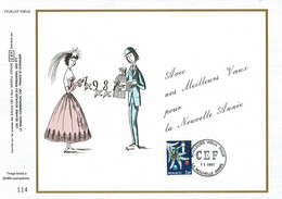 1987 - Monaco - Feuillet CEF N° 114 Pour Voeux De La Nouvelle Année - Les Amoureux De Peynet - FDC