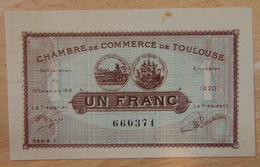 TOULOUSE ( 31 - Haute Garonne ) 1 Franc Chambre De Commerce 19-11-1920 Série 1 - Chambre De Commerce