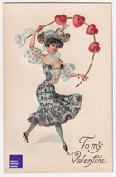 TOP To My Valentine CPA Gaufrée 1910s Femme Robe Mode Coeur Woman Dress Fashion Belle Epoque Embossed Postcard A64-40 - Dia De Los Amorados