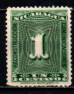 NICARAGUA - 1937 - Numeral - "COMUNICACIONES" At Right - Green - USATO - Nicaragua