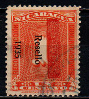 NICARAGUA - 1935 - Numeral - "COMUNICACIONES" At Right - Orange - Overprinted "Resello 1935" - Red Band - USATO - Nicaragua