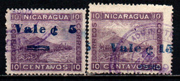 NICARAGUA - 1904 - Mt. Momotombo Surcharged With New Values In Blue - USATI - Nicaragua