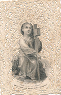 Image Pieuse Canivet "Votre Croix Est Lourde" à Bords Dentelle - Boisse-Lebel Ca 1865 (Scan Recto/verso) - Devotieprenten