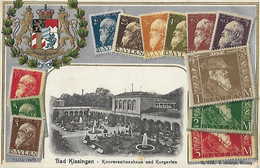 Représentation Du Timbre Timbres Langage - BAYERN - BAD KISSENGEN Konversationshaus Und Kurgarlen - Carte Gaufrée 1912 - Briefmarken (Abbildungen)