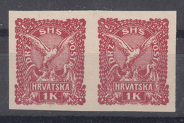 Yugoslavia, Kingdom SHS, Sailor Issues For Croatia 1919 Mi#95U Imperforated Pair On Fine Protected Paper, Never Hinged - Neufs