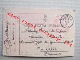 WW1 Tábori Posta K. U. K. Katona ápolás űgyben Portómentes, RED CROSS Seal ... ( 1917 ) / From Detta To Cilli Steiermark - WW1