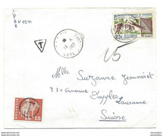 104 - 72 - Enveloppe Envoyée De Côte D'Ivoire En Suisse/affranchissement Insuffisant -timbre Suisse Cachet "T" Taxe 1970 - Postage Due
