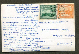 2 CYPRUS  KGVI Stamps Cancelled FAMAGUSTA 1951 /  AIR MAIL PPC OLYMBOUS Mountain TROODOS - Zypern (...-1960)