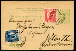 YUGOSLAVIA 1921 King Alexander 15 Para.postcard With Additional Franking Used Ljubljana..  Michel P51 - Postwaardestukken