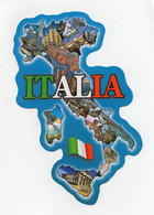 Italy Shaped Country Map Postcard * Italia Mappa - Landkaarten