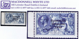 Ireland 1927-28 Wide Date Setting Saorstát 3-line Overprint On 10s Blue, Fresh Mint Marginal Barest Trace Of Light Hinge - Nuovi