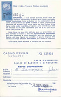 Carte Journalière  "Casino D'Evian"           1967 - Brieven En Documenten