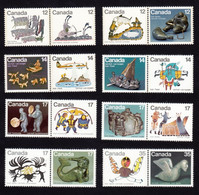 Qt. INUITS = ABORIGINAL = NATIVE ART = Complete Set Of 8 Se-tenant Pairs Canada 1977-1980 MNH - Indiens D'Amérique