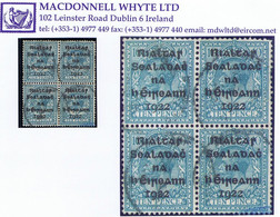 Ireland 1922 Dollard Rialtas 5-line Overprint On 10d Turquoise, Used Block Of 4, Light Cds Cancels - Usati