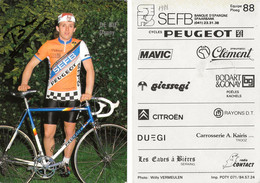 CARTE CYCLISME DANNY DE BIE SIGNEE TEAM SEFB 1988 - Cycling