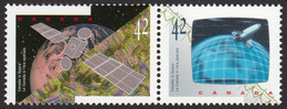 Qt. CANADA IN SPACE = 3D, HOLOGRAM (left) = SATELLITE, SHUTTLE Se-tenant Pair, TYPE-1 Canada 1992 Sc#1442a MNH - Hologrammes