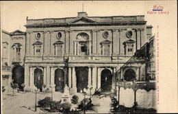 CPA Malta, Public Library, Blick Auf Die Bibliothek, Fassade, Denkmal - Malta