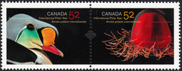 Qt. INTERNATIONAL POLAR YEAR = KING EIDER DUCK & DEEP-SEA JELLYFISH - Se-tenant Pair Canada 2007 Sc#2205a MNH - Internationale Pooljaar