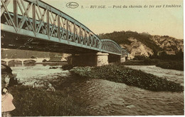 Rivage - Pont Du Chemin De Fer Sur L'Amblève Animée Marco Marcovici Hôtel De La Ferme Colorisee CPA (En Très Bon état) - Sprimont