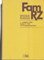 FamRZ : Zeitschrift Für Das Gesamte Familienrecht. 1. Halbjahr 1994, 40. Jahrgang. - Recht