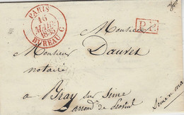1835- Lettre De PARIS Bureau C  Grand Cad Rouge En P.P. - 1801-1848: Precursors XIX