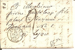 Poligny (Jura) Cachet à Date Type 15 Taxe Au Tampon 2 - 1801-1848: Vorläufer XIX