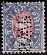 Schweiz Telegrahen-Marke 50 Rp. Blau/rosa Zu#16 Mit Perfin "SWR" #S078 Seidenweberei - Telegraafzegels