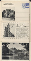 Entier Armoiries Ile De France Carte Lettre Provins Mantes La Jolie Château Fontainebleau E Desfossés Paris N°9 - Letter Cards