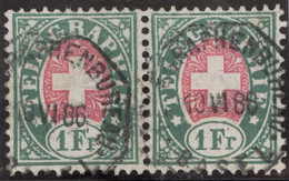 Heimat BS BASEL 1886-06-10 Telegraphen-Stempel Auf Paar 1Fr. Zu#17 Telegraphen-Marke - Telegrafo