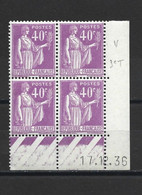 CD74 Coin Daté Type Paix  YT 281  - V   3ème Tirage  Du  17-12-1936 Neuf ** - 1930-1939