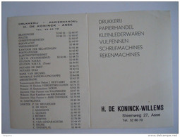 Kalender 1968 Reclame Drukkerij Papierhandel De Koninck Asse - Petit Format : 1961-70