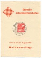 2 Souvenirkarten Zu Den Deutschen Schachmeisterschaften 1947 Mit Entspr. Sonderstempel 10.08.1947 Siehe Bild - Zone AAS