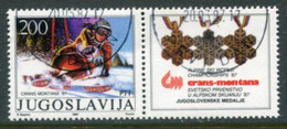 YUGOSLAVIA 1987 Skiing Medal-Winner With Label Used.  Michel 2215 - Gebruikt