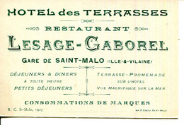 35.ILLE & VILAINE.SAINT MALO.NOYE CARTE VISITE.HOTEL DES TERRASSES.LESAGE-GABOREL.GARE DE SAINT MALO. - Non Classés