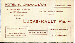 35.ILLE & VILAINE.RENNES.CARTE VISITE.HOTEL DU CHEVAL D'OR.LUCAS-RAULT PROPRIETAIRE 5 PLACE DE LA GARE. - Non Classés