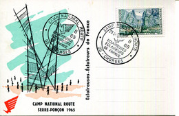 05.HAUTES ALPES.SERRE-PONÇON.CHORGES.CARTE CAMP NATIONAL ROUTE ECLAIREUSES-ECLAIREURS DE FRANCE.1965. - Non Classés