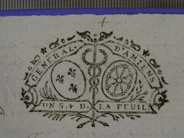 1725 GENERALITE D'AMIENS Papier Timbré N°139 De I SOL IV.D. _ La Feuille Mathieu Manssart Jacques Bailleul Mailly Somme - Seals Of Generality