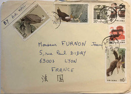 Japon - Lettre Avion Pour La France (Lyon) - Bel Affranchissement - Aigles & Maisons Japonaises - Avril 1981 ? - Oblitérés