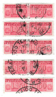 ITALIA REPUBBLICA ITALY REPUBLIC1955 1981 PACCHI IN CONCESSIONE PARCEL POST STELLE 1968LIRE 150 USATO CINQUE  COPPIE - Consigned Parcels