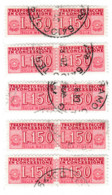 ITALIA REPUBBLICA ITALY REPUBLIC1955 1981 PACCHI IN CONCESSIONE PARCEL POST STELLE 1968LIRE 150 USATO CINQUE  COPPIE - Pacchi In Concessione