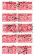 ITALIA REPUBBLICA ITALY REPUBLIC1955 1981 PACCHI IN CONCESSIONE PARCEL POST STELLE 1968LIRE 150 USATO CINQUE  COPPIE - Concessiepaketten