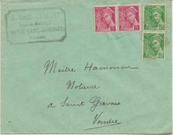 LETTRE AFFRANCHIE N° PAIRE N° 406 ET 414 - CAD HEXAGONAL  VENDEE - 2. Weltkrieg 1939-1945