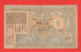 Italia 1000 Lire Banconota Uso Pubblicità Inverno 1903 1904 Tadini E Verza Padova - Advertising