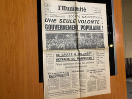 Journal -L’HUMANITÉ 1968 - Une Seule Volonté ,gouvernement Populaire - 1950 - Today