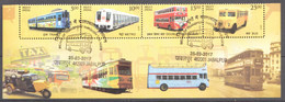 INDIA 2017, TRANSPORT PUBLIC,(Bus, Tram, Metro) Strip Of 4 Setenant, FIRST DAY CANCELLED,(o) - Used Stamps