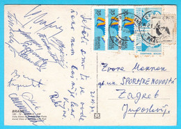 YUGOSLAVIA NATIONAL FOOTBALL TEAM 1972 On South America Tour Brazil ORIGINAL AUTOGRAPHS Popivoda Oblak Dzajic Autograph - Autógrafos