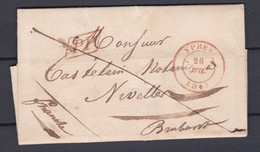 Precurseur : Lettre De YPRES  Vers NIVELLES  Marque PP  26 Juil. 1847 Lac - 1830-1849 (Belgique Indépendante)