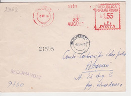 PLANT 23 AUGUST RED MACHINE STAMPS AMOUNT 1,55 LEI BUCURESTI ROMANIA 1966 - Machines à Affranchir (EMA)