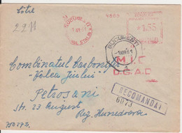 PLANT M.I.C. D.G.A.D. RED MACHINE STAMPS AMOUNT 1,55 LEI BUCURESTI DISTRICT STALIN ROMANIA 1961 - Máquinas Franqueo (EMA)