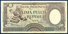 INDONESIA - INDONÉSIE - INDONESIEN 50 RUPIAH P-58 Woman, Spinning Wheel - Village 1958 UNC - Indonésie